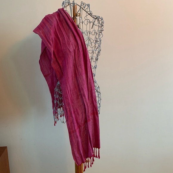 Pink cotton scarf. Measurements in photos. - Picture 1 of 3